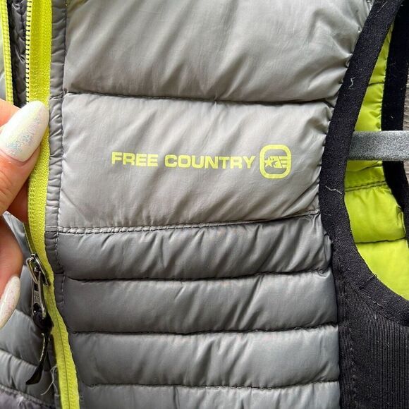 Free Country Kid's Black Green Power Zipper Down Feather Down Puffer Vest XS - Picture 3 of 9